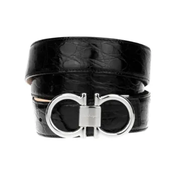 FERRAGAMO Leather Belts Men's Black 3CM