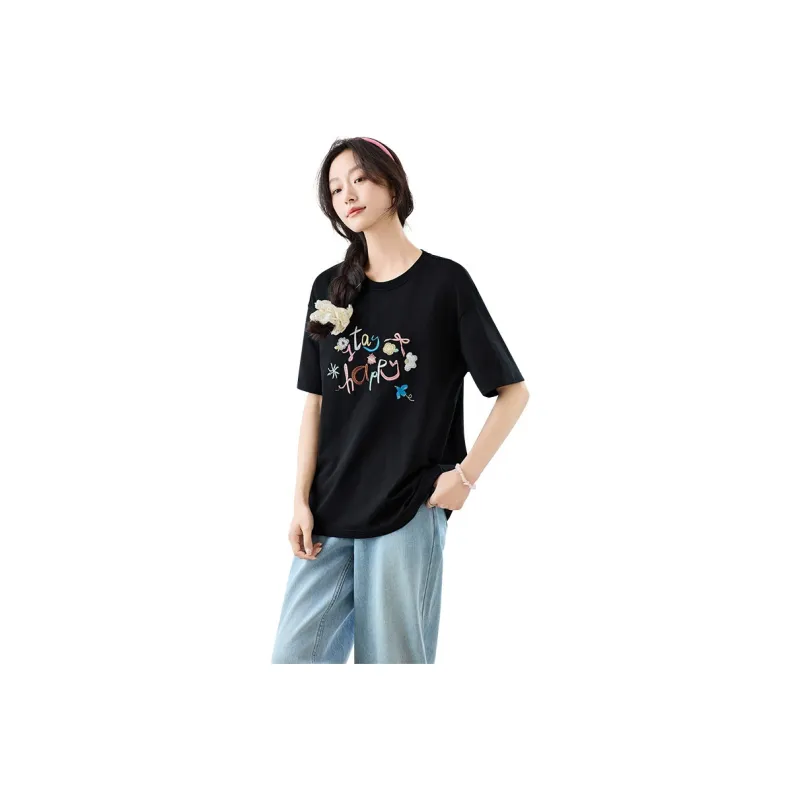 SENTUBILA Drop Shoulder Sleeve T Shirt Women's-20