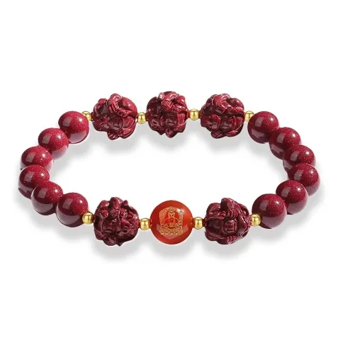GIRATI Reconstructed Cinnabar Jade Bracelets Unisex-22