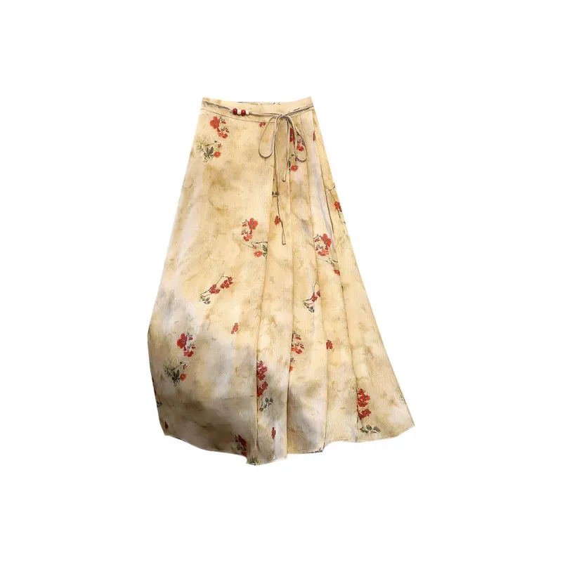 TOUCH Casual Long Skirt Women's Beige Khaki-0