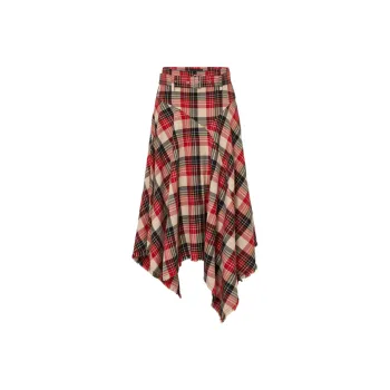MOCO Casual Long Skirts Women's Red Black Plaid