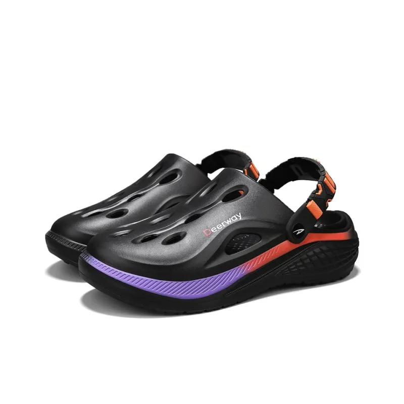 DEERWAY Clogs Men's Black Orange Color-3