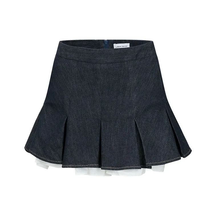 URBAN REVIVO Denim Short Skirts Women's Indigo-0