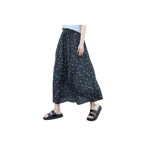 Cypress House Casual Long Skirts Women's Navy Polka Dots