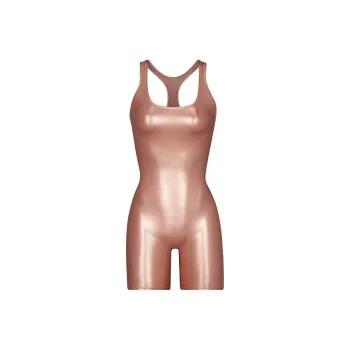 SKIMS METALLIC SWIM CYCLE SUIT One-piece Swimsuit Women's CHAMPAGNE/Champagne