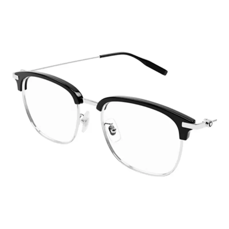 MONTBLANC Plate And Metal Irregular Shape Eyeglass Frames Unisex Silver-1
