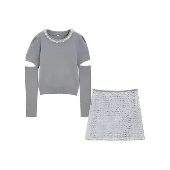 Love To Serve Skirt Set Women's Gray