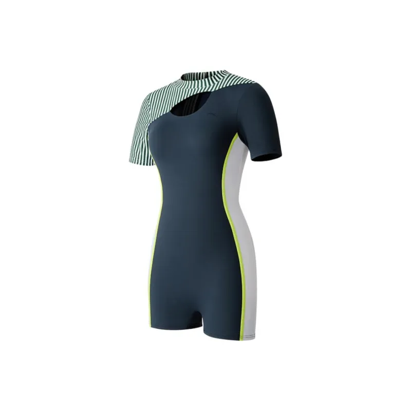 Anta One piece Swimsuit Women's Dark Blue/Green White/Ecru-0