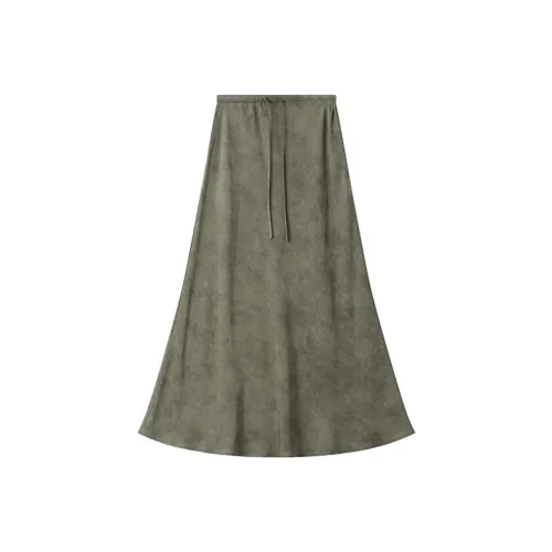 ATUXIU 2025 Spring Summer High Rise Slimming Mid Length Mermaid Casual Long Skirt Women's