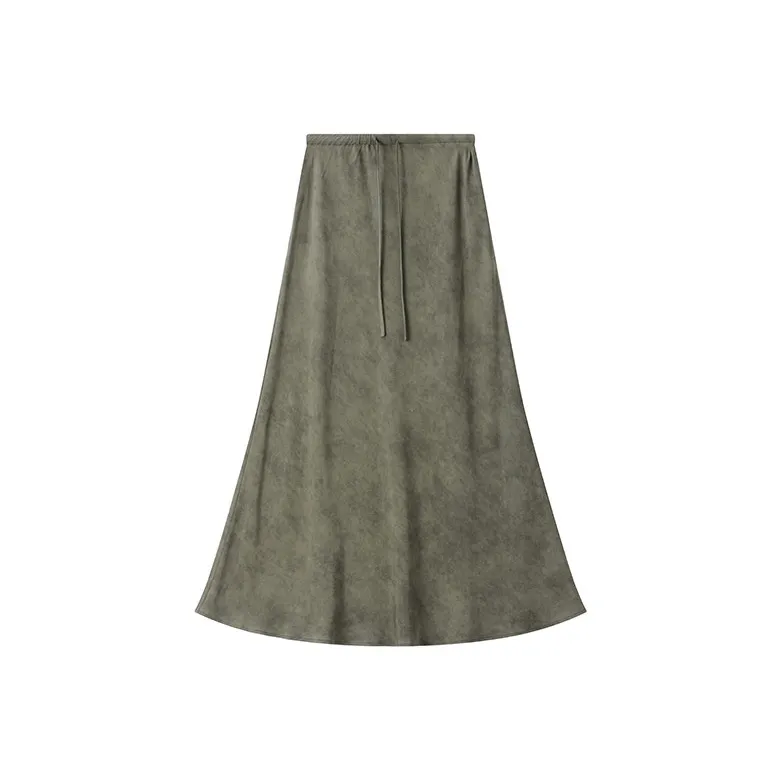 ATUXIU 2025 Spring Summer High Rise Slimming Mid Length Casual Long Skirt Women's-0