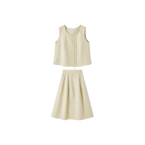 XIANGYING Skirt Set Women's Yellow