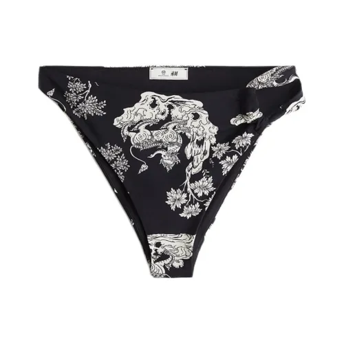 H&M THE WHITE LOTUS Collaboration Swimming Shorts Women's Black/Pattern