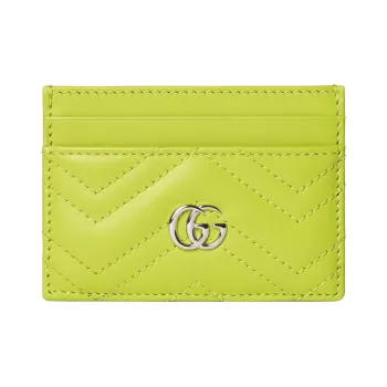 GUCCI GG Marmont Leather Card Holder Women's Green