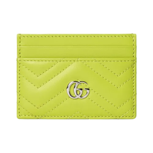 GUCCI GG Marmont Leather Card Holder Women's Green