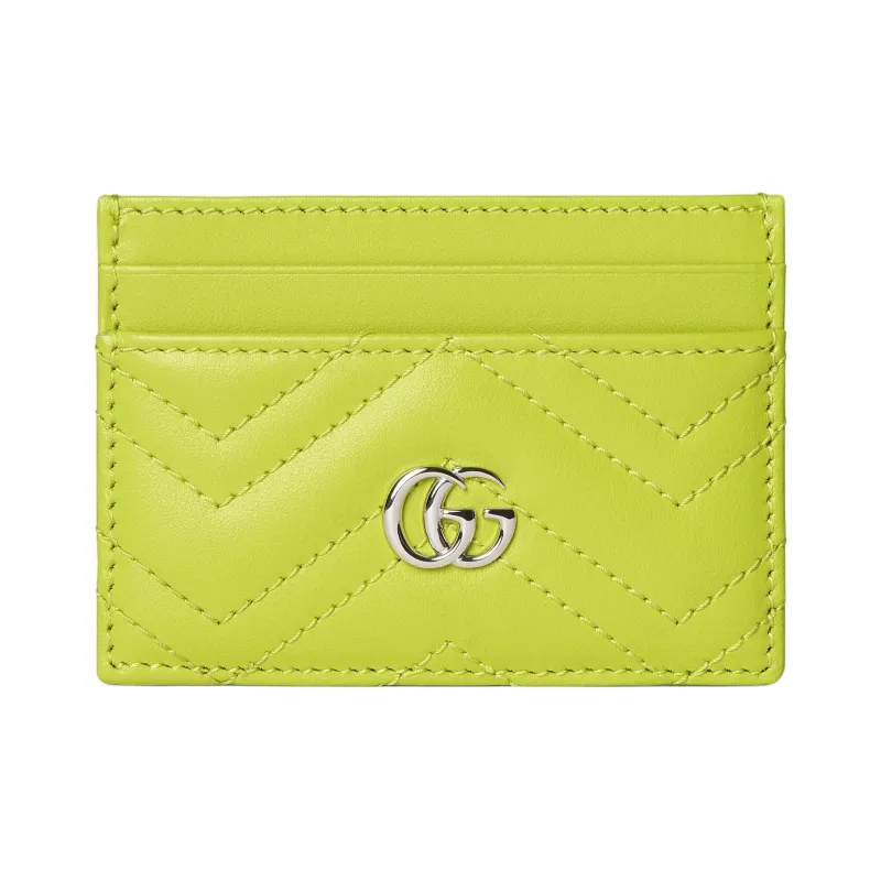 GUCCI GG Marmont Leather Card Holder Women's Green-0