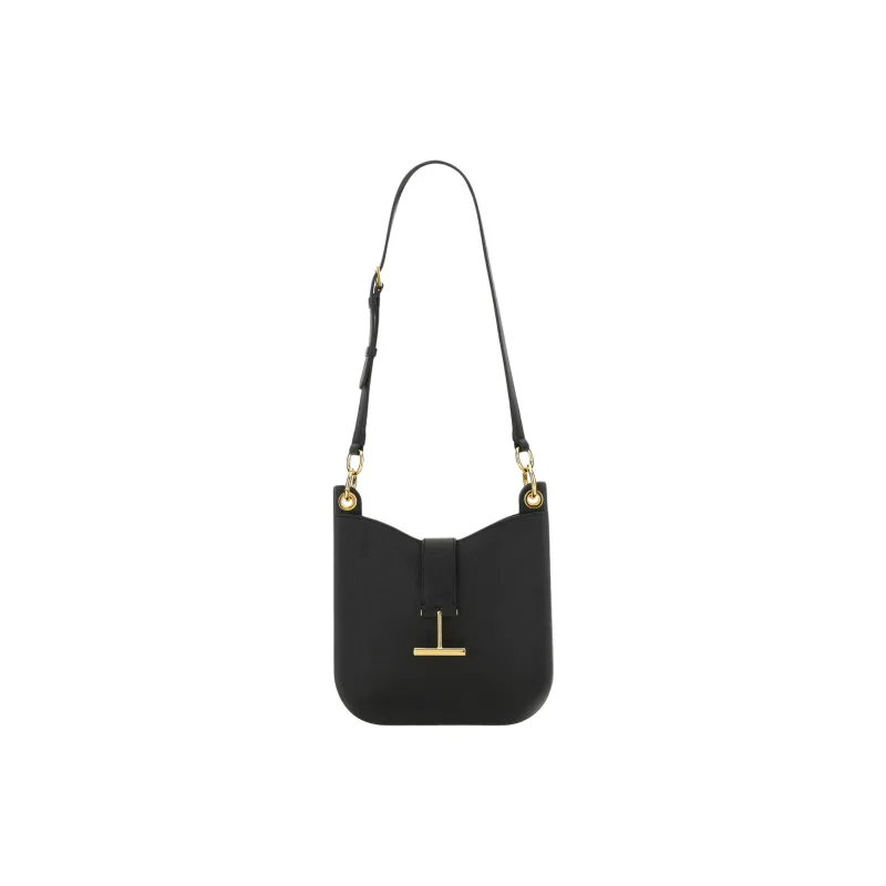 TF TARA Calfskin Shoulder Bag Trumpets Women's Black-1