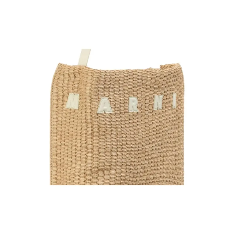 MARNI Museo Fabric With Cow Leather Handbag Medium Size Women's Natural-4