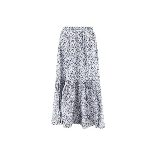GANNI Floral Printed Maxi Flounce Skirt