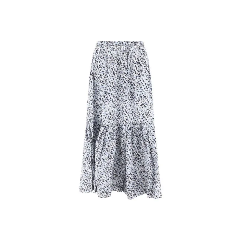 GANNI Floral Printed Maxi Flounce Skirt-0