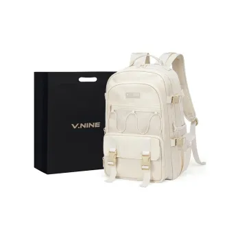 V.NINE Fabric Backpack Unisex Obsidian Black/Taro Purple/Ecru