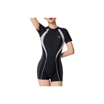 LiNing One piece Swimsuit Women's Black With White Stitching Stripes