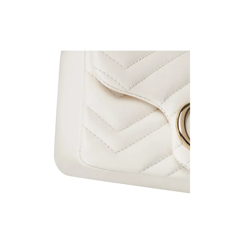 GUCCI GG Marmont Lambskin Shoulder Bag Mini Women's White-5