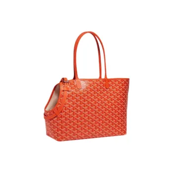 GOYARD Chien Gris Canvas With Leather Bag Accessories Unisex Orange