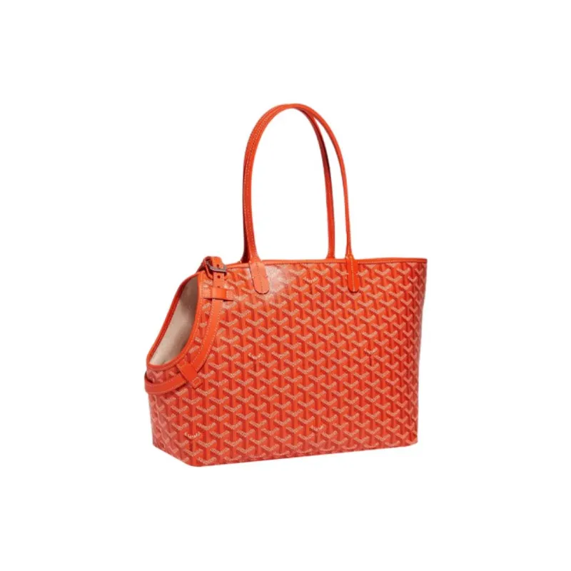 GOYARD Chien Gris Canvas With Leather Bag Accessories Unisex Orange-0