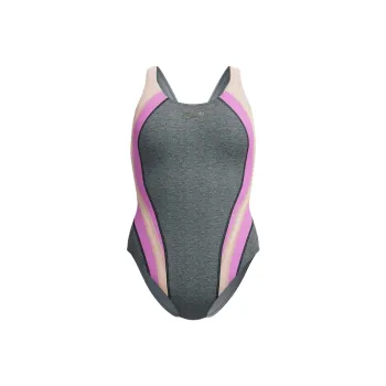 Speedo Heather Quantum Fusion Splice One piece Swimsuit Women's Gray/Pink