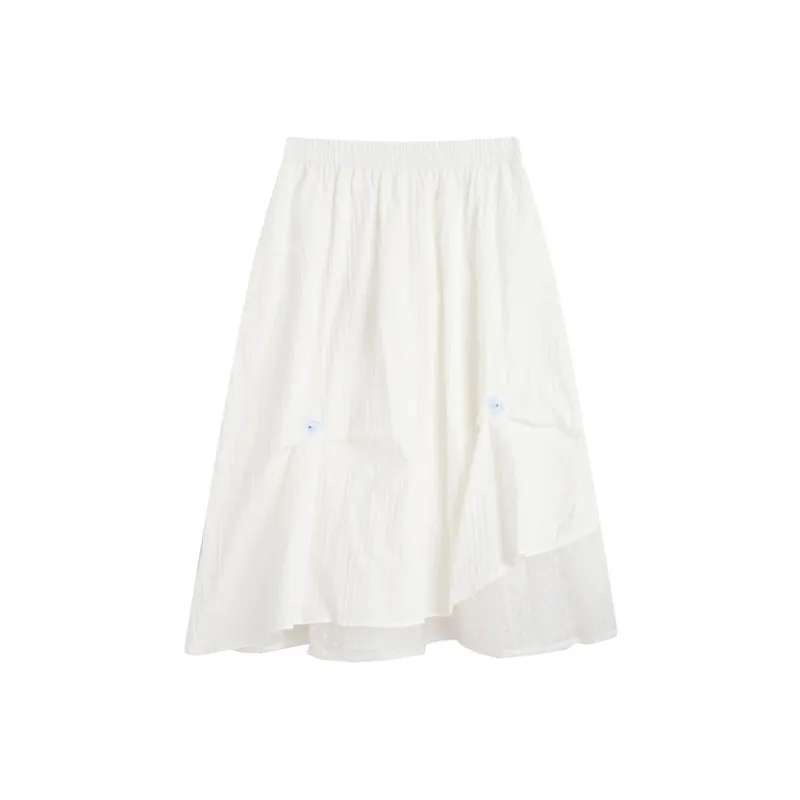 ZIHAN Casual Long Skirt Women's Sunshine White-0