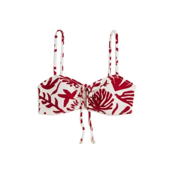 H&M Bikini Women's White/Dark Red Pattern