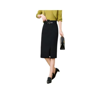 FENHONGMALI Casual Long Skirts Women's Black