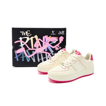 PINK PANTHER x QIAODAN Abrasion Resistant Slip Resistant Low Top Skateboard Shoes Women's Ivory White Smart Powder