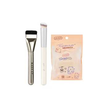 JONBOS Foundation Brush, Concealer Brush, Powder Puff Makeup Tools Skin Friendly Soft Three Piece Set
