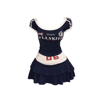KYKW Skirt Set Women's Navy Blue Top+Navy Blue Skirt