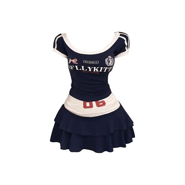 KYKW Skirt Set Women's Navy Blue Top+Navy Blue Skirt-0