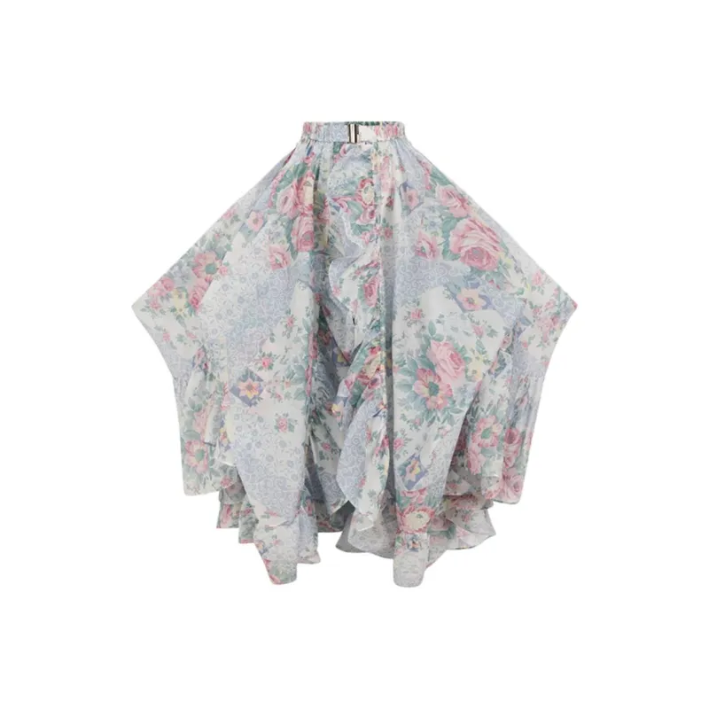 Selkie Collection SS24 Casual Long Skirts Women's White Base All Season Petal Patchwork Print-0
