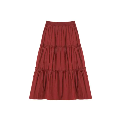 【dme】 Casual Long Skirts Women's Rusty Red