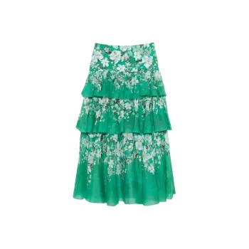 Zimmermann Everley Tiered Floral Printed Midi Skirt