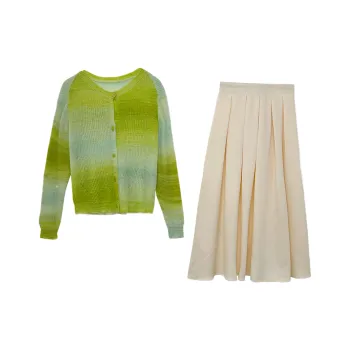 Icicofficial Skirt Set Women's Gradient Green