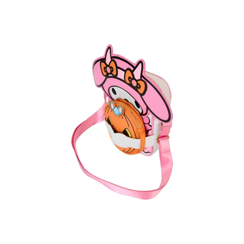 Sanrio Loungefly Pumpkin Polyurethane Shoulder Bag Women's Pink & Orange-4