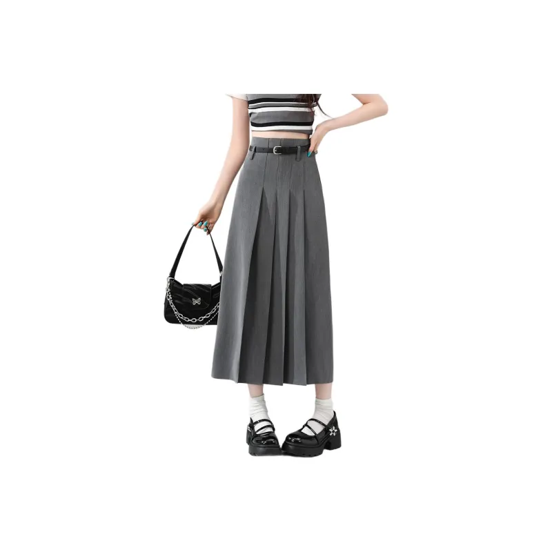 Beautiful Wardrobe Casual Long Skirt Women's Gray-0