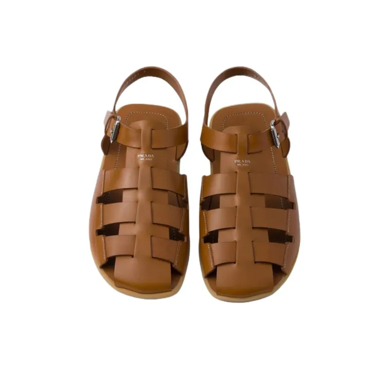 PRADA Roman Sandals Men's Brown-4