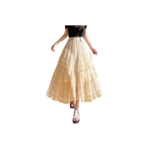 SITOL Casual Long Skirts Women's Apricot