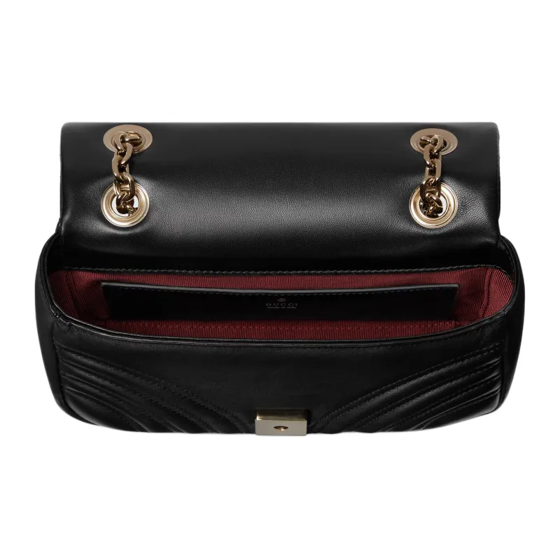 GUCCI GG Marmont Lambskin Shoulder Bag Trumpets Women's Black-4