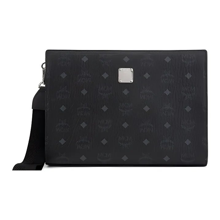 MCM Visetos PVC Wrist Bags Clutches Medium Size Men's Black-0