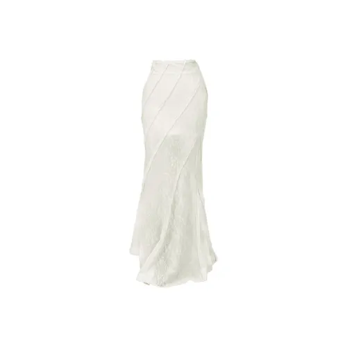 ETSE Casual Long Skirt Women's White