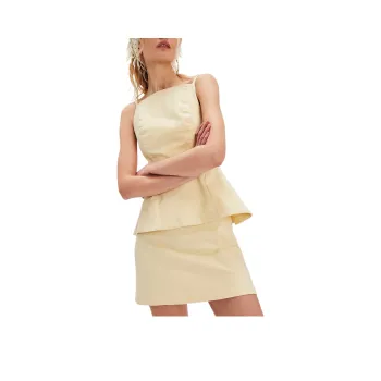 FREE PEOPLE Malia Set Skirt Set Women's Lemon Frost/CC Cream