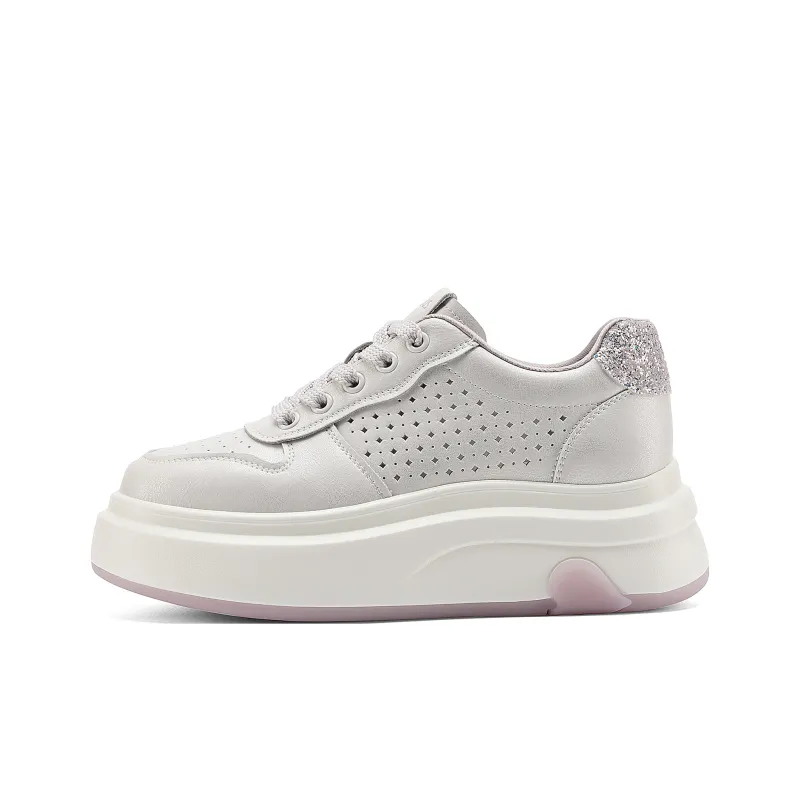 FIVE PLUS Anti Slip And Wear Resistant Height Increasing Low Top Skateboard Shoes Women's-6