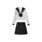[Clothing Sets]Long-Sleeved Shirt+Black Short Skirt+Free Burgundy Bow Tie+Black Calf Socks